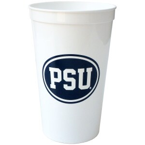 white plastic cup with PSU